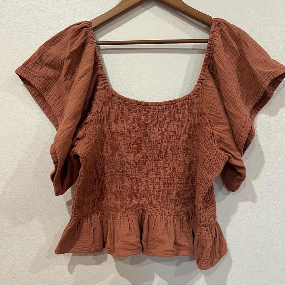 Sotela Smocked Ruffle Blouse 100% Cotton Gauze Size 7(3X)